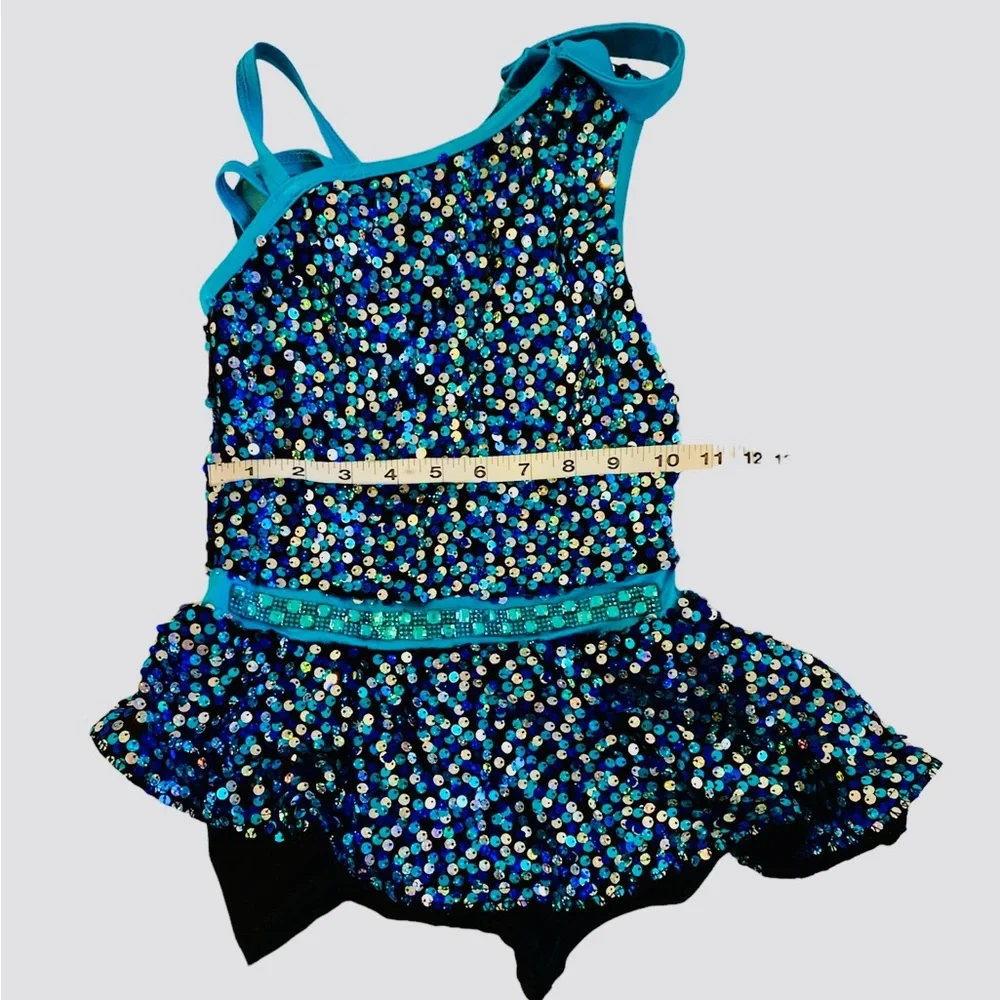 Blue sequence leotard - Picture 5 of 5